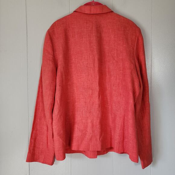 Harve Bernard Linen Blend Button Front Blouse Top Sz 12 Pink - Picture 8 of 11